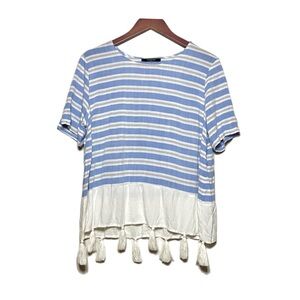 August Silk Tasseled Stripe Top